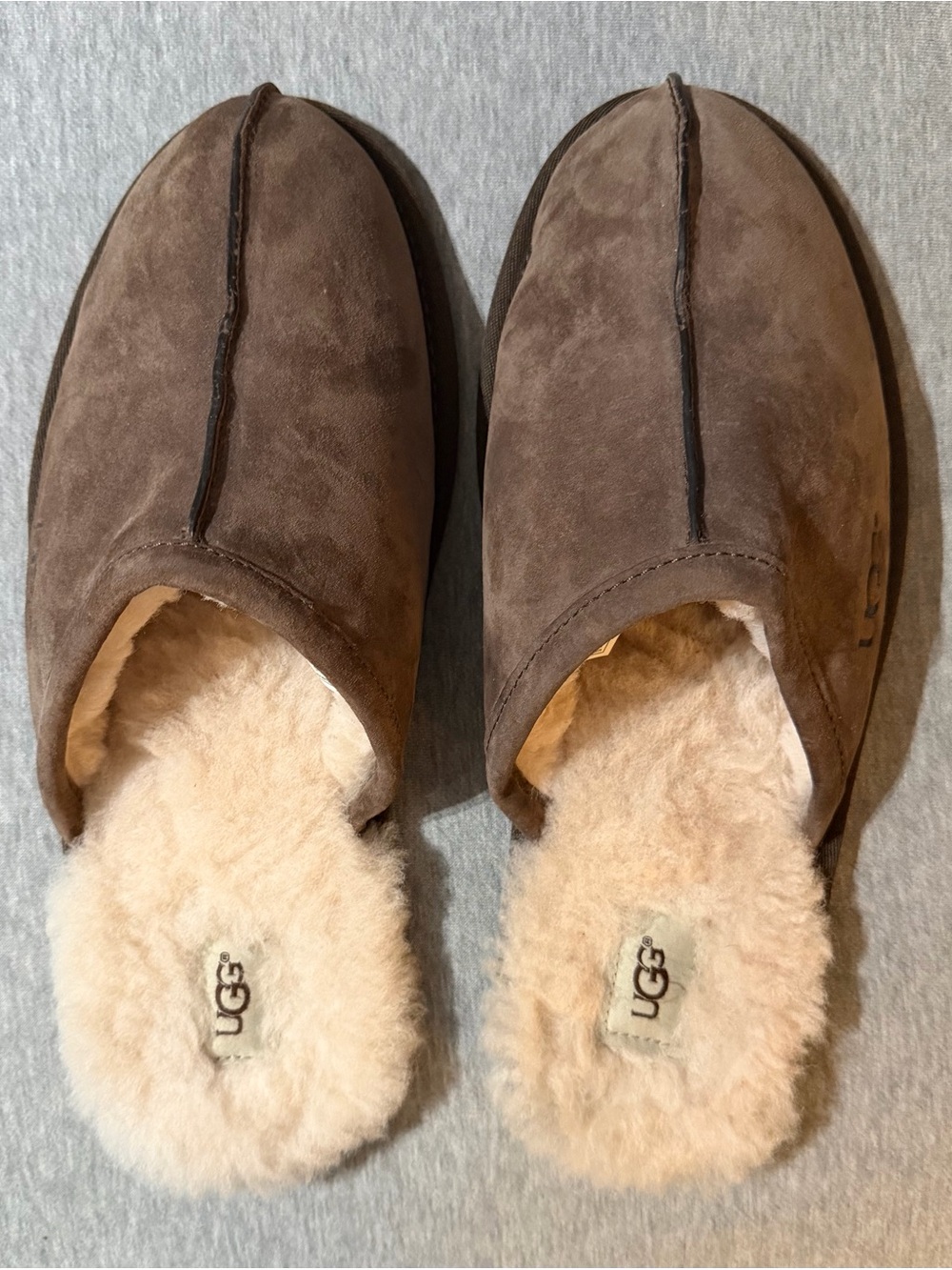 UGG Men's Brown Suede Scuff Slippers